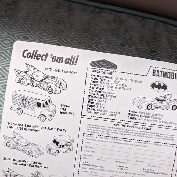 1989 BATMAN ERTL BATMOBILE & JOKER VAN DIE CAST - Picture 10 of 13